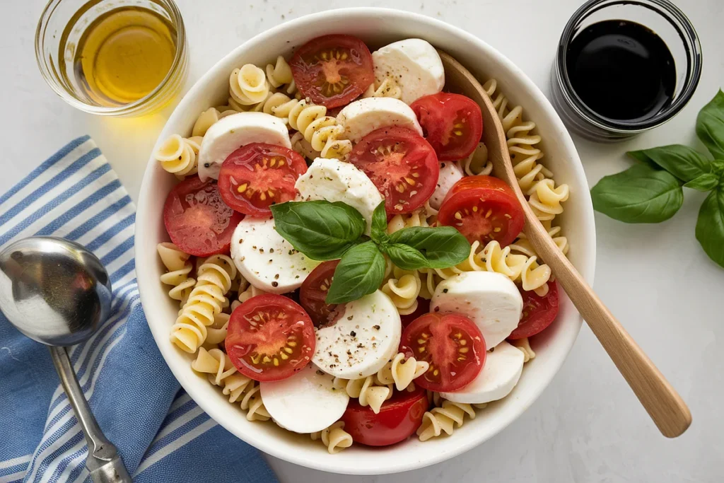 What is caprese pasta salad made of?